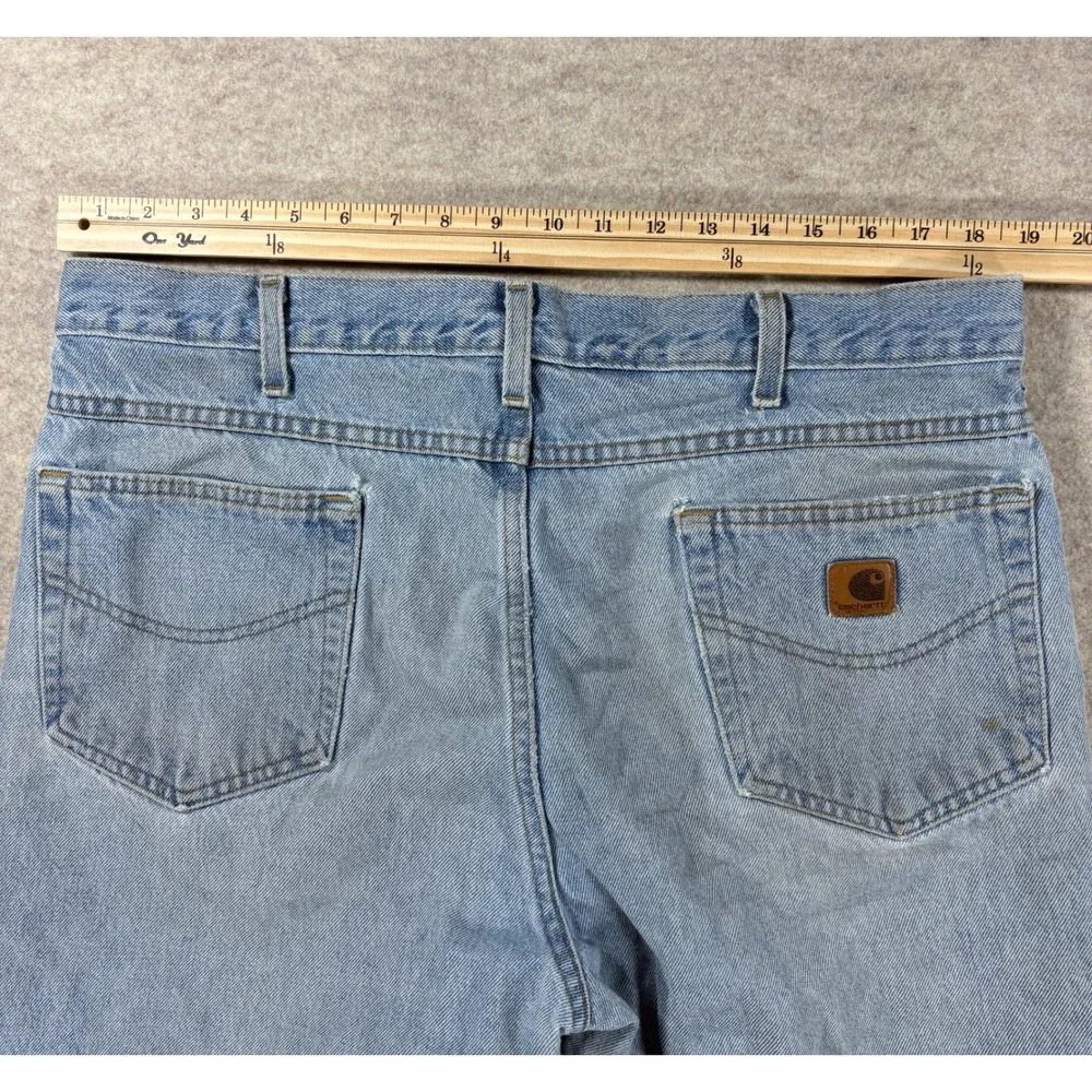 Vintage Carhartt Mens Light Wash Denim Cut Off Shorts Jorts Distressed W38